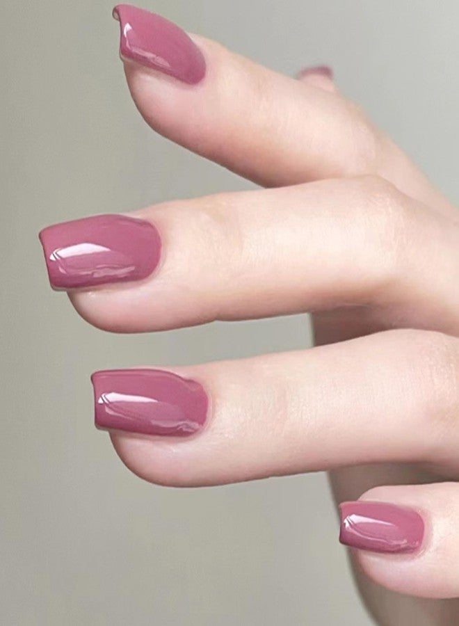 YoYoee 24Pes Short Press on Nails - Square Fake Nails Solid Color False Nails Glossy Full Cover Nails Tips for Women - Image 1